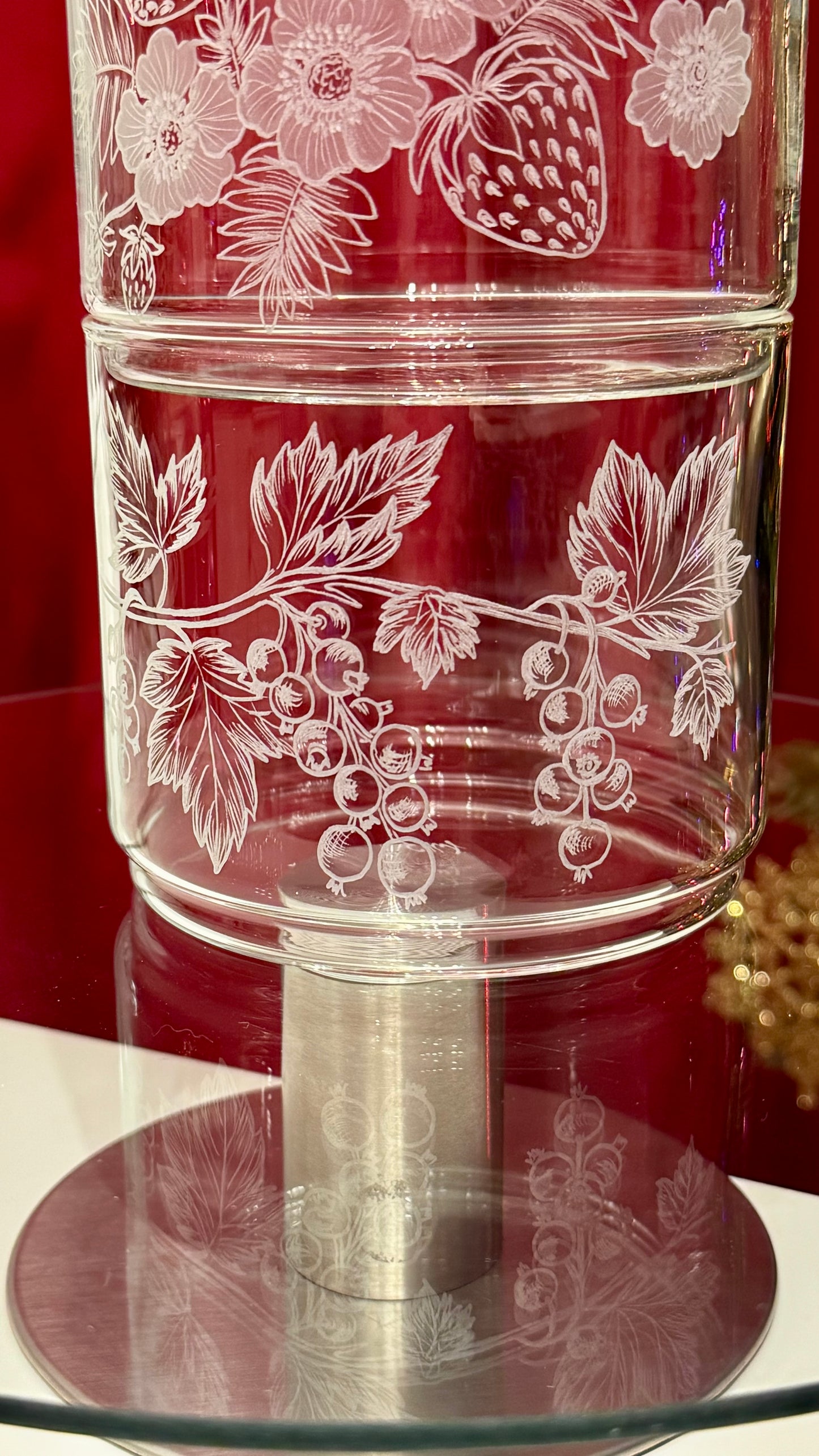 Plätzchenglas, vorratsglas mit deckel 3-stöckig “Beerenliebe“