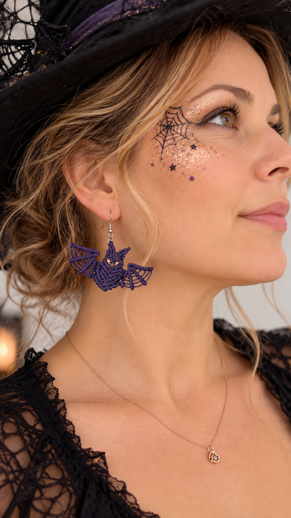 Fledermaus Ohrringe „Fledermauszauber“ – handgeknüpfter Makramee-Schmuck