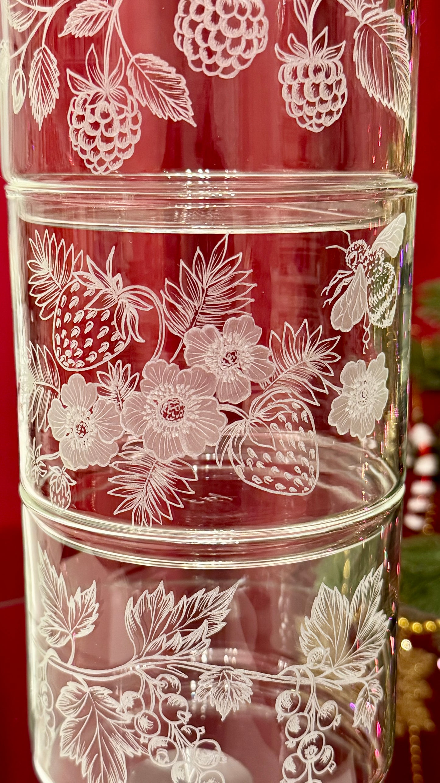 Plätzchenglas, vorratsglas mit deckel 3-stöckig “Beerenliebe“