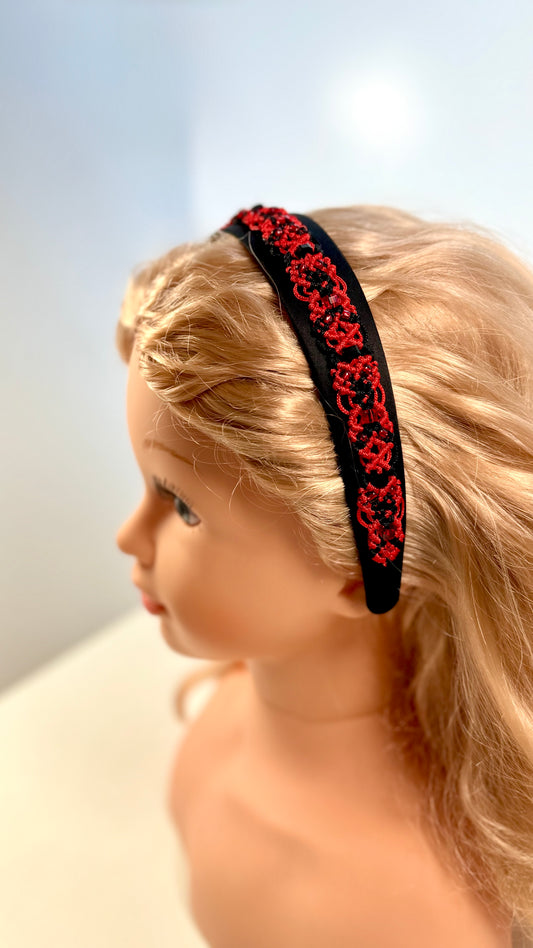 Haarreif in elegantem Rot-Schwarz-Design ❤️