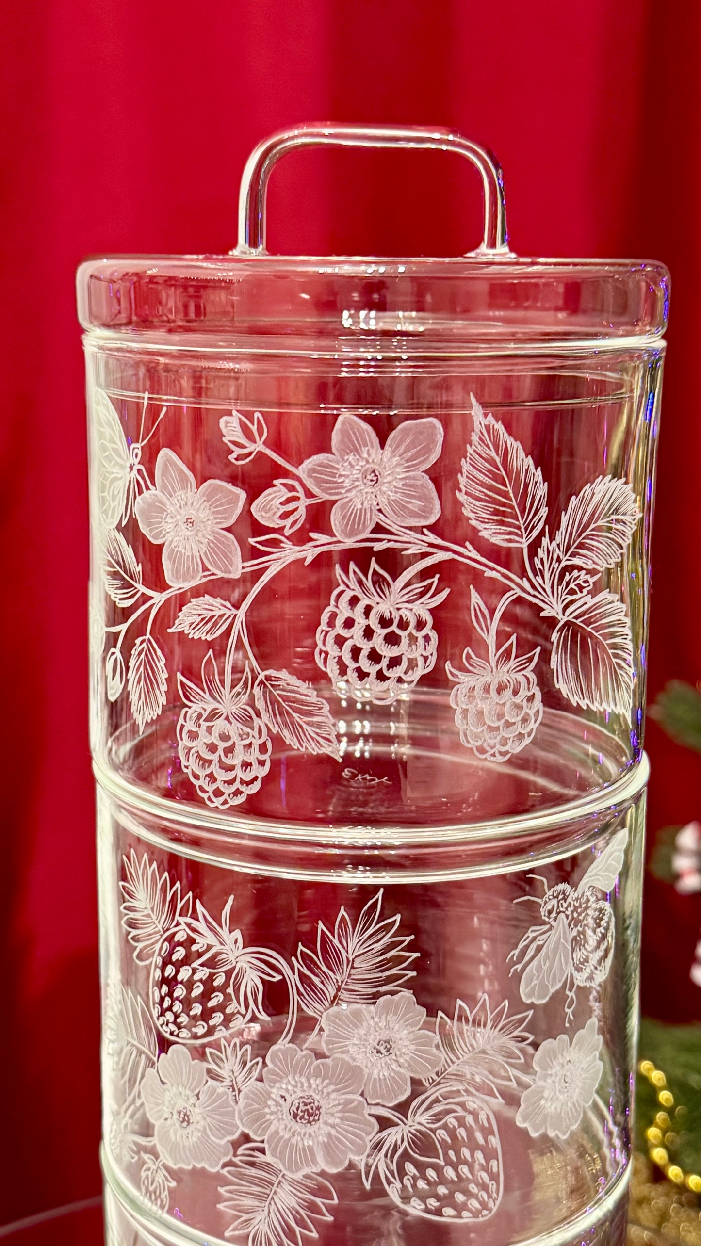 Plätzchenglas, vorratsglas mit deckel 3-stöckig “Beerenliebe“