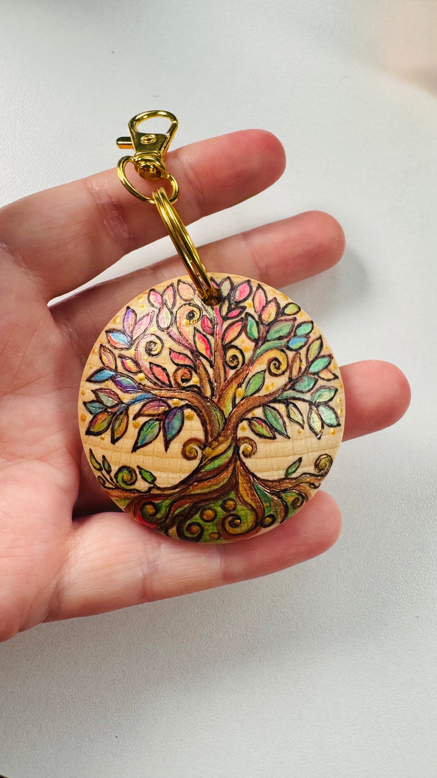 Holz-Schlüsselanhänger „Baum des Lebens“ – Feng Shui Talisman